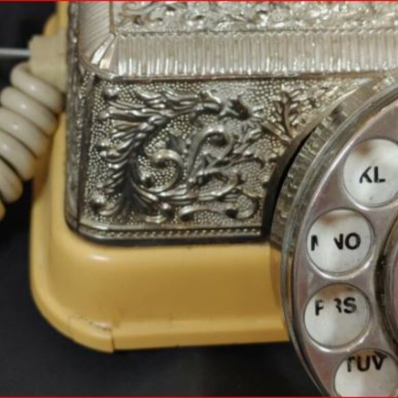 Vtg Hollywood Regency Rotary Phone Embossed Silver Plated - Picture 4 of 4